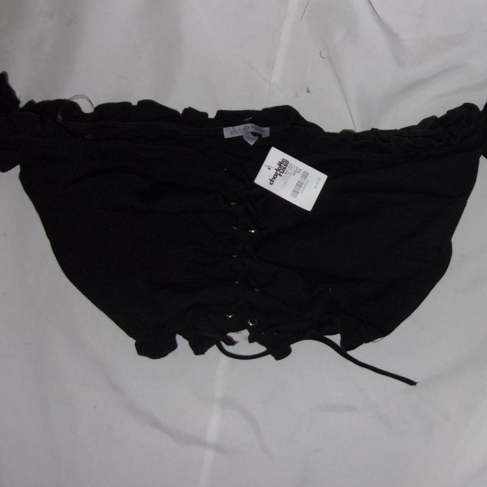 🍋‍🟩 NEW size extra large womens shirt crop top blouse sexy black
